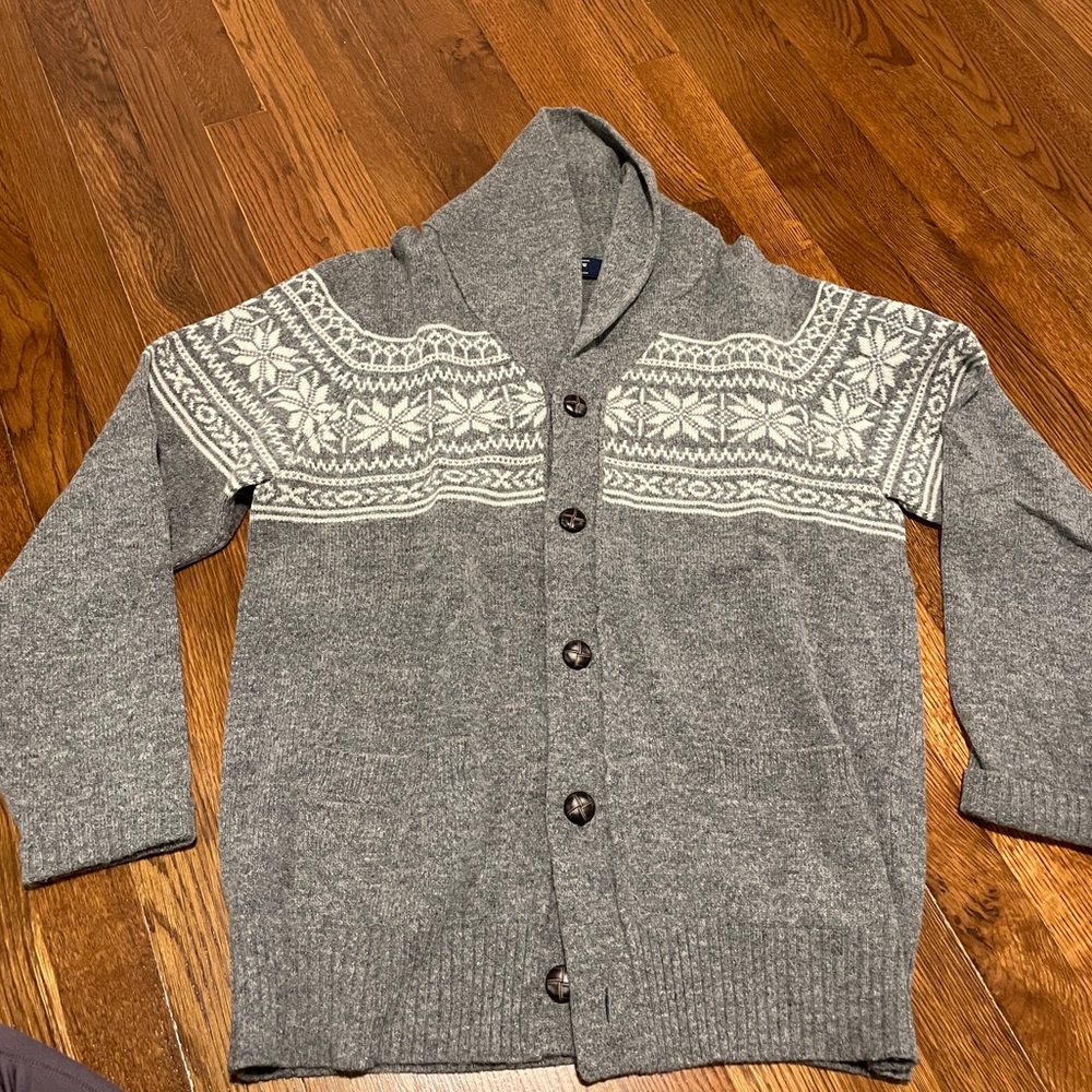 Medium Gray & White J Crew Cardigan